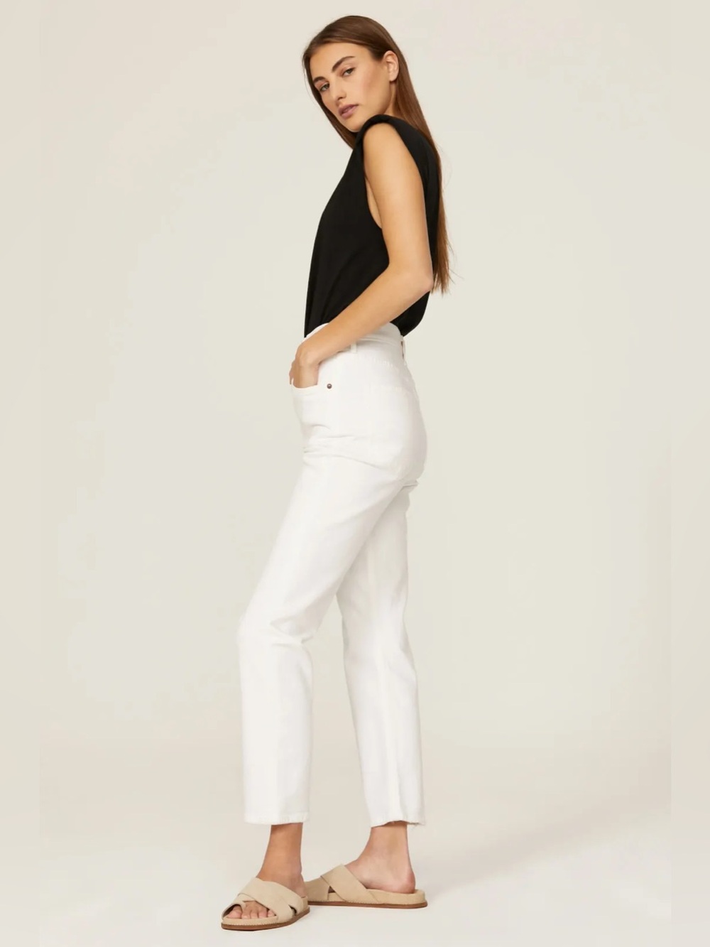 Agolde Riley Cropped White Jeans - Picture 2 of 10